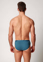 Rückansicht von einem Herren-Model, das HU oceanview stripes selection baumwolle Slip Doppelpack trägt