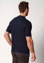 Rückansicht von einem Herren-Model, das HU baritone blue baumwolle Shirt kurzarm trägt