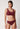 Vorderansicht von einem Damen-Model, das HU maroon banner mikrofaser Soft BH herausn. Pads trägt