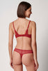 Rückansicht von einem Damen-Model, das HU red dahlia mikrofaser Bügel BH trägt