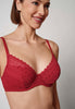 Nahaufnahme von einem Damen-Model, das HU red dahlia mikrofaser Bügel BH trägt