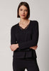 Vorderansicht von einem Damen-Model, das HU anthracite modal/viskose/tencel Shirt langarm trägt