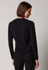 Rückansicht von einem Damen-Model, das HU anthracite modal/viskose/tencel Shirt langarm trägt