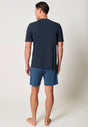 Rückansicht von einem Herren-Model, das HU outer space modal/viskose/tencel Pyjama kurz trägt