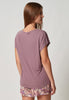 Rückansicht von einem Damen-Model, das HU twilight mauve modal/viskose/tencel Shirt kurzarm trägt