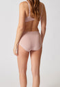 Rückansicht von einem Damen-Model, das HU burnished lilac mikrofaser Maxi Slip trägt