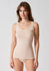 Vorderansicht von einem Damen-Model, das HU silver grey modal/viskose/tencel Tanktop trägt
