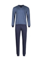 Vorderansicht (Freisteller) von HU denimblue houndstooth check baumwolle Pyjama lang