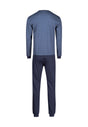 Rückansicht (Freisteller) von HU denimblue houndstooth check baumwolle Pyjama lang