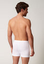 Rückansicht von einem Herren-Model, das HU white baumwolle Pant kurz mit Eingriff Doppelpack trägt