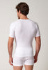 Rückansicht von einem Herren-Model, das HU white baumwolle Shirt kurzarm Doppelpack trägt