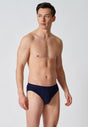 Ansicht von einem Herren-Model, das HU blue pinstripe selection baumwolle Slip Doppelpack trägt