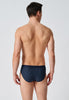 Rückansicht von einem Herren-Model, das HU blue pinstripe selection baumwolle Slip Doppelpack trägt