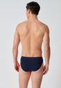 Rückansicht von einem Herren-Model, das HU dress blue baumwolle Slip Doppelpack trägt