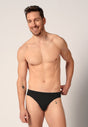 Ansicht von einem Herren-Model, das HU blue-black selection baumwolle Slip 3er Pack trägt