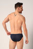 Ansicht von einem Herren-Model, das HU blue-black selection baumwolle Slip 3er Pack trägt