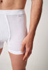 Nahaufnahme von einem Herren-Model, das HU white baumwolle Pants mit Eingriff trägt
