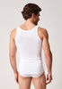 Rückansicht von einem Herren-Model, das HU white baumwolle Tanktop trägt