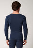 Rückansicht von einem Herren-Model, das HU navy baumwolle Shirt langarm trägt