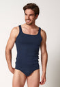 Vorderansicht von einem Herren-Model, das HU navy baumwolle Tanktop trägt