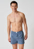 Vorderansicht von einem Herren-Model, das HU skyhigh check baumwolle Boxershorts trägt