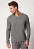 Vorderansicht von einem Herren-Model, das HU grey melange baumwolle Shirt langarm trägt