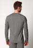 Rückansicht von einem Herren-Model, das HU grey melange baumwolle Shirt langarm trägt