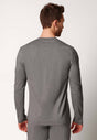 Rückansicht von einem Herren-Model, das HU grey melange baumwolle Shirt langarm trägt