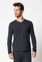 Ansicht von einem Herren-Model, das HU anthracite baumwolle Shirt langarm trägt