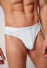 Nahaufnahme von einem Herren-Model, das HU white modal/viskose/tencel Slip trägt