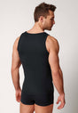 Rückansicht von einem Herren-Model, das HU black modal/viskose/tencel Tanktop trägt