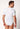 Rückansicht von einem Herren-Model, das HU white modal/viskose/tencel V-Shirt kurzarm trägt