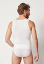Rückansicht von einem Herren-Model, das HU white modal/viskose/tencel Tanktop trägt
