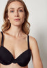 Nahaufnahme von einem Damen-Model, das HU black mikrofaser Schalen BH trägt