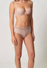 Vorderansicht von einem Damen-Model, das HU dusty rose mikrofaser Maxi Slip trägt