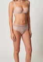 Vorderansicht von einem Damen-Model, das HU dusty rose mikrofaser Maxi Slip trägt