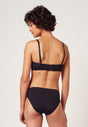 Rückansicht von einem Damen-Model, das HU black mikrofaser Bandeau BH trägt