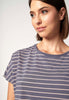 Nahaufnahme von einem Damen-Model, das HU denim stripes baumwolle Nachthemd kurzarm trägt