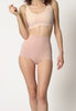 Vorderansicht von einem Damen-Model, das HU dusty rose mikrofaser Taillien Pants trägt