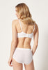 Rückansicht von einem Damen-Model, das HU white modal/viskose/tencel Soft BH trägt