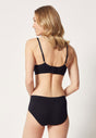 Rückansicht von einem Damen-Model, das HU black modal/viskose/tencel Soft BH trägt